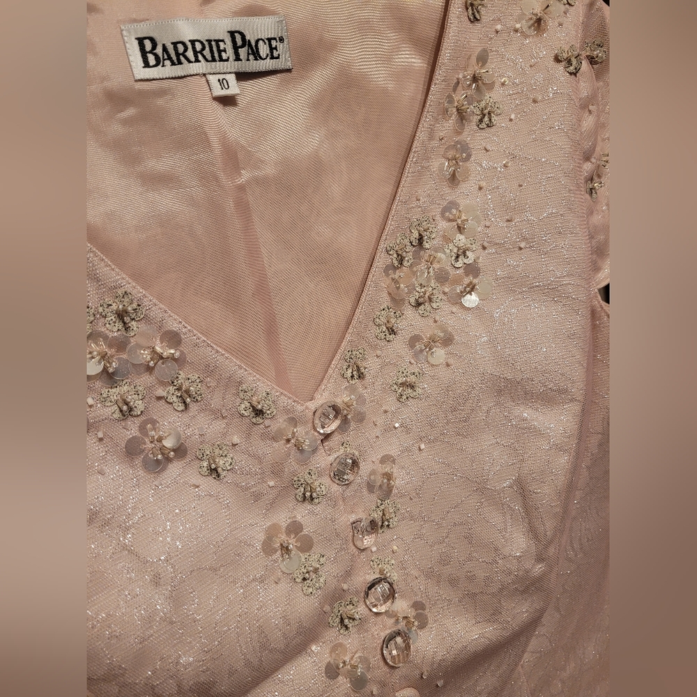 2 piece vintage blush pink shimmery outfit Barrie Pace size 10 - Picture 4 of 11